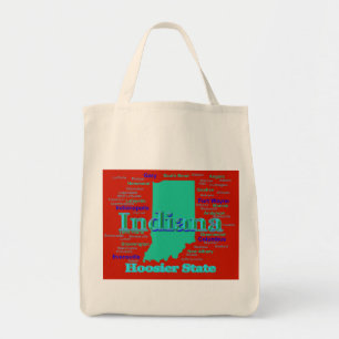 Colourful Indiana State Pride Map Pop Art Tote Bag