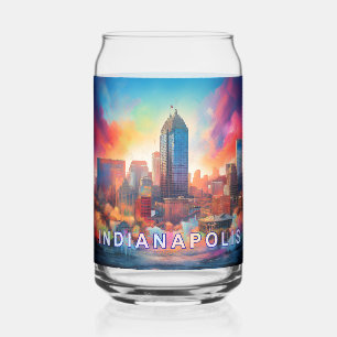 Colourful Indianapolis Skyline Can Glass