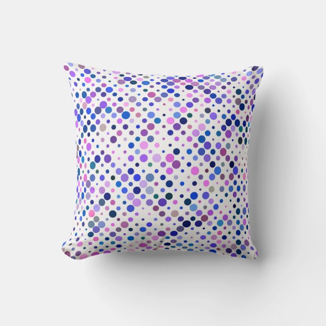 Colourful, Indigo, Purple & Blue Dots Cushion (Front)