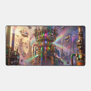 Colourful Industrial Clock World Gaming Steampunk Desk Mat