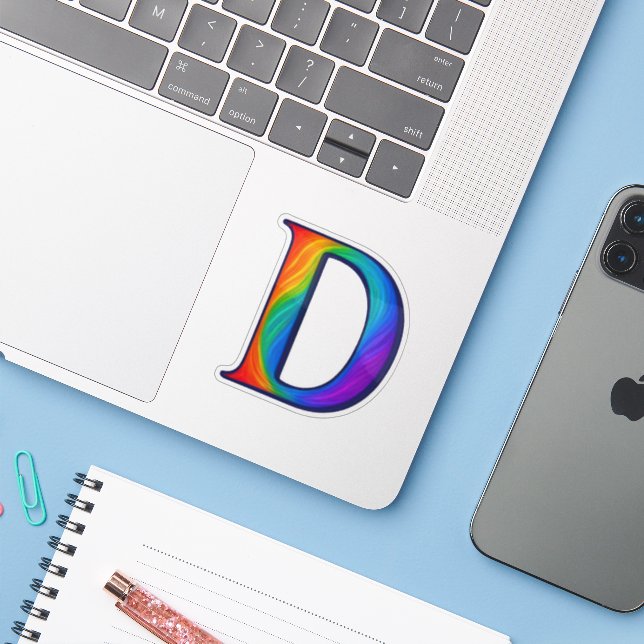 Colourful Initial Alphabet Letter D (Laptop w/ iPhone)
