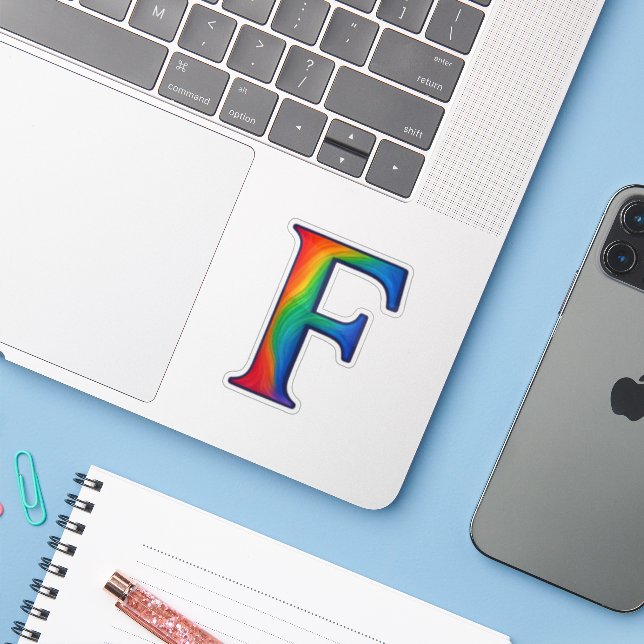 Colourful Initial Alphabet Letter F (Laptop w/ iPhone)