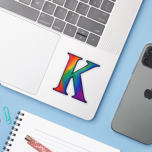 Colourful Initial Alphabet Letter K (Laptop w/ iPhone)