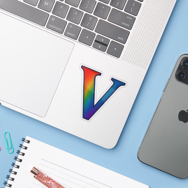 Colourful Initial Alphabet Letter V (Laptop w/ iPhone)