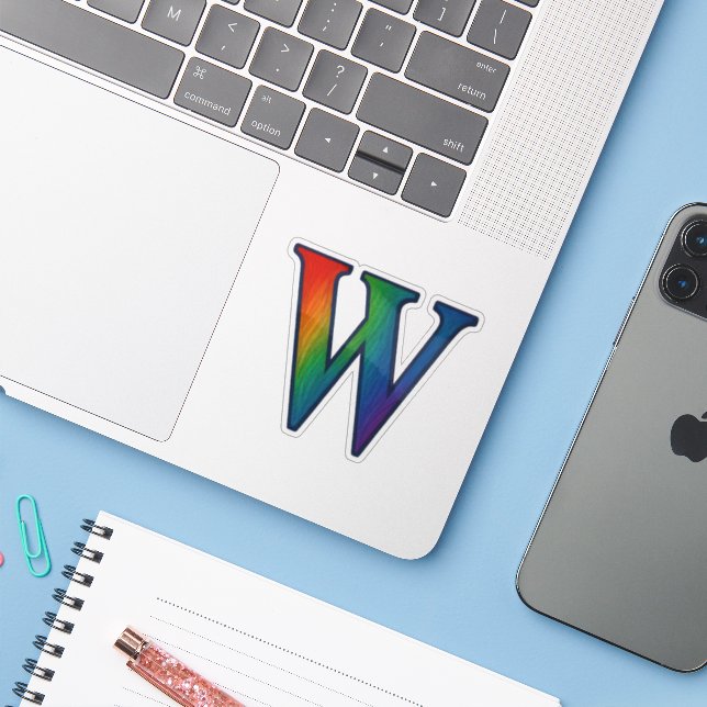 Colourful Initial Alphabet Letter W (Laptop w/ iPhone)