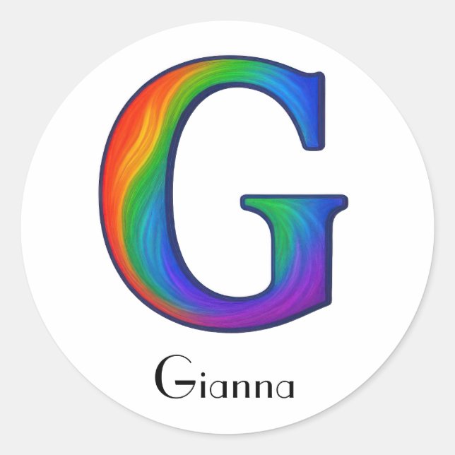 Colourful Initial Letter G Sticker (Front)