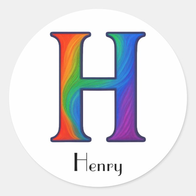 Colourful Initial Letter H Sticker (Front)