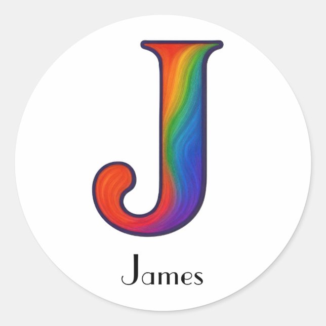 Colourful Initial Letter J Sticker (Front)