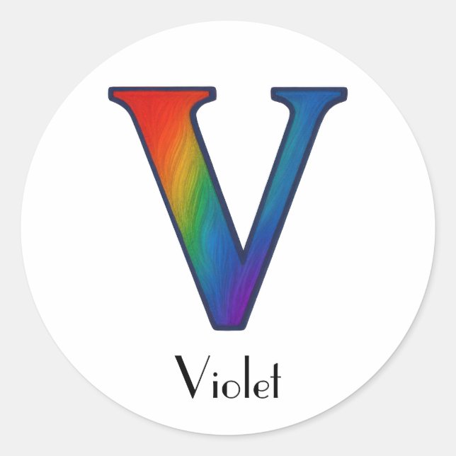Colourful Initial Letter V Sticker (Front)