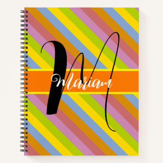 Colourful Initial Name Monogram - Multi Coloured Notebook