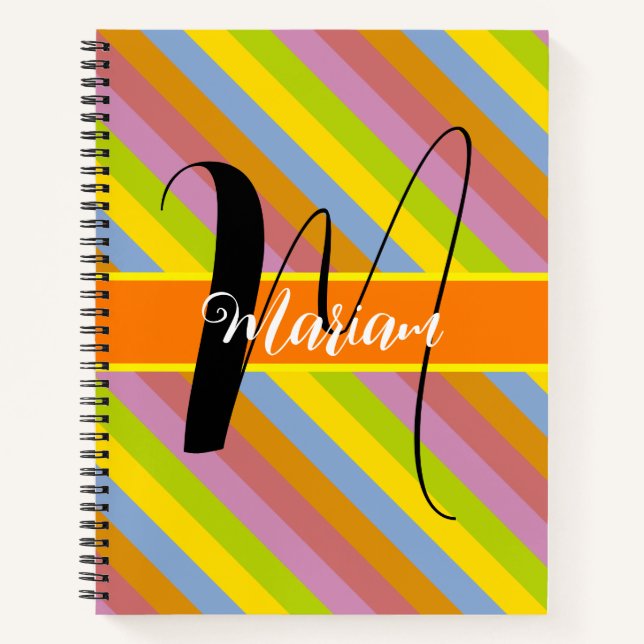  Colourful Initial Name Monogram - Multi Coloured Notebook (Front)