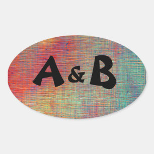 Colourful Initials Oval Stickers