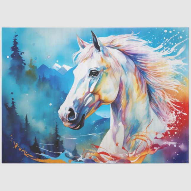 Colourful Ink Blot Horse Tissue Paper (Front)