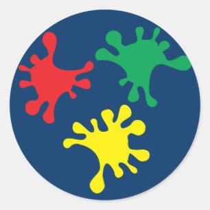 Colourful ink blots classic round sticker