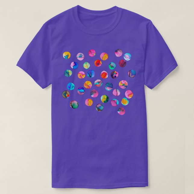 Colourful Ink Dots Multicolored T-Shirt (Design Front)