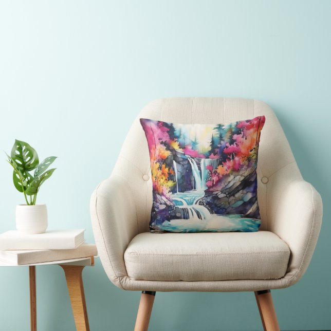 Colourful Ink Landscape Cushion (Chair)