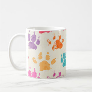 Colourful ink, messy dog paws coffee mug