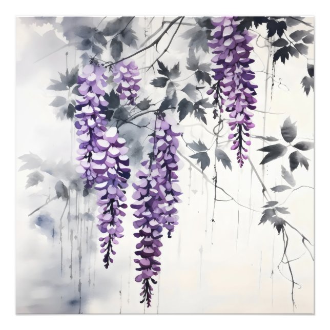 Colourful Ink Painting Wisteria Photo Print (Front)