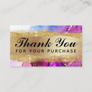 Colourful Ink Thank You For Your Purchase In Gold Business Card