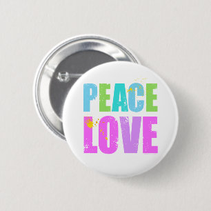 Colourful Inked Peace and Love 6 Cm Round Badge