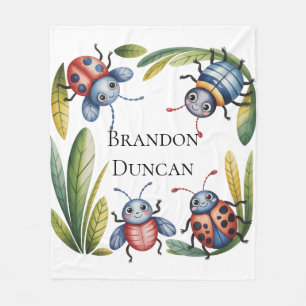 Colourful Insect Bugs 2nd. Birthday Party Gift Fleece Blanket