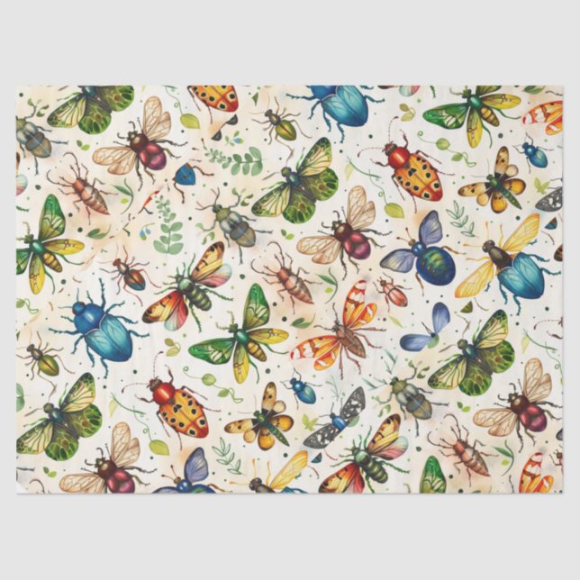 Colourful Insect Collage Decoupage  Tissue Paper (Front)