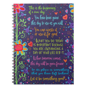 Colourful Inspirational Fun New Day Quote Notebook