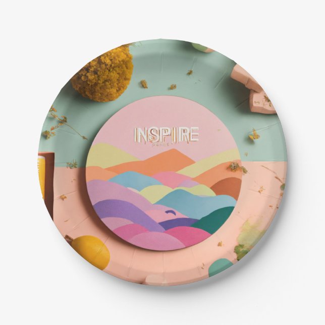 Colourful Inspire Design  Plate" Paper Plate (Front)