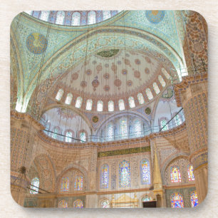 Colourful interior domed ceiling of Blue Mosque Coaster