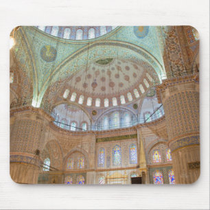 Colourful interior domed ceiling of Blue Mosque Mouse Mat