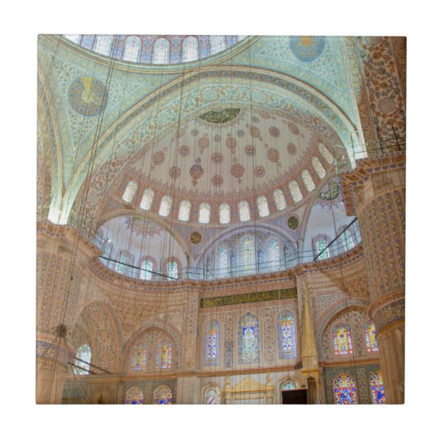 Colourful interior domed ceiling of Blue Mosque Tile (Front)