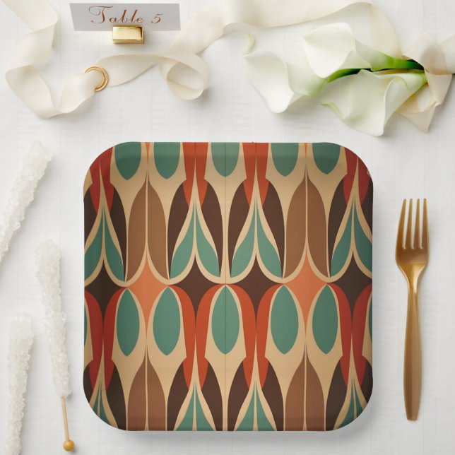 Colourful Interlocking Design Paper Plate (Wedding)