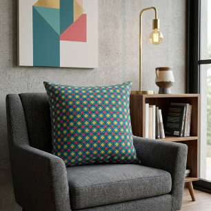 Colourful Interlocking Geometric Dot Square Design Cushion