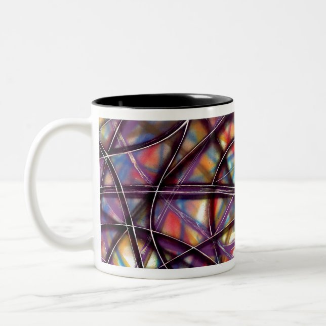Colourful Intersecting Lines Two-Tone Coffee Mug (Left)