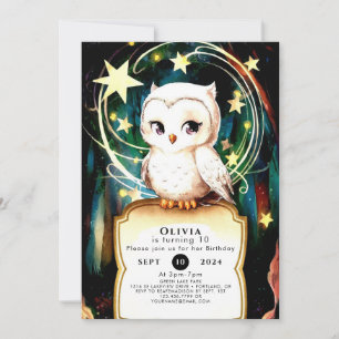 Colourful Into the Woods Owl Birthday Invitation
