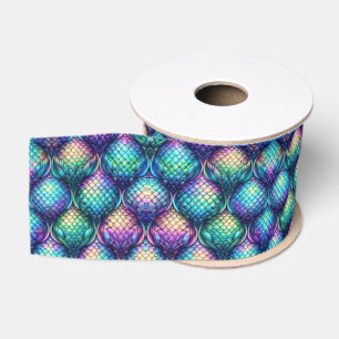 Colourful/iridescent aquatic scales grosgrain ribbon