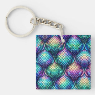 Colourful/iridescent aquatic scales key ring