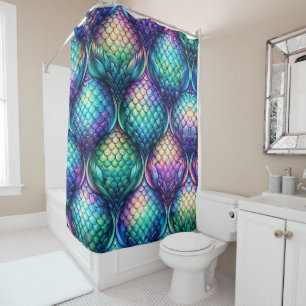 Colourful/iridescent aquatic scales shower curtain