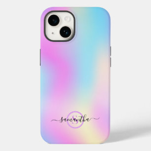 Colourful iridescent background, typography monogr Case-Mate iPhone 14 case