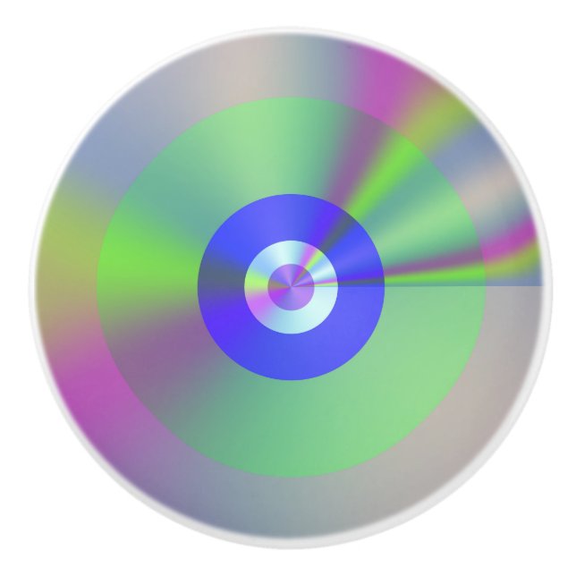 Colourful Iridescent Rainbow Good Vibes Gradient Ceramic Knob (Front)