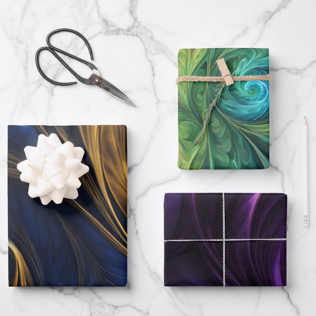 Colourful Iridescent Swirl Patterns Wrapping Paper (Front)