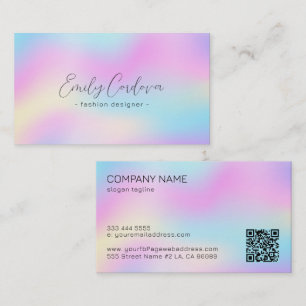 Colourful iridescent texture blac custom typograph business card