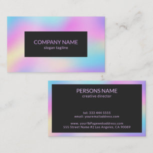 Colourful iridescent texture gold custom typograph business card