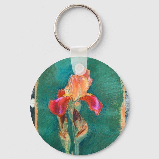 Colourful Iris Flower Key Ring (Front)