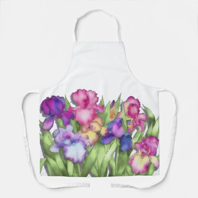 Colourful Iris Flowers Apron (Front)