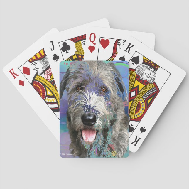 Colourful Irish Wolfhound Art Work  Playing Cards (Back)