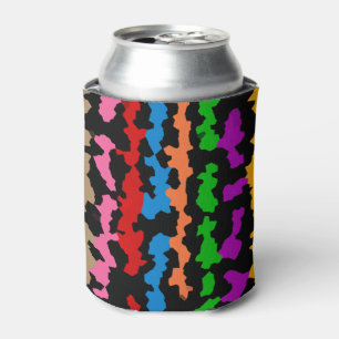 Colourful Irregular Abstract Design Black  Can Cooler