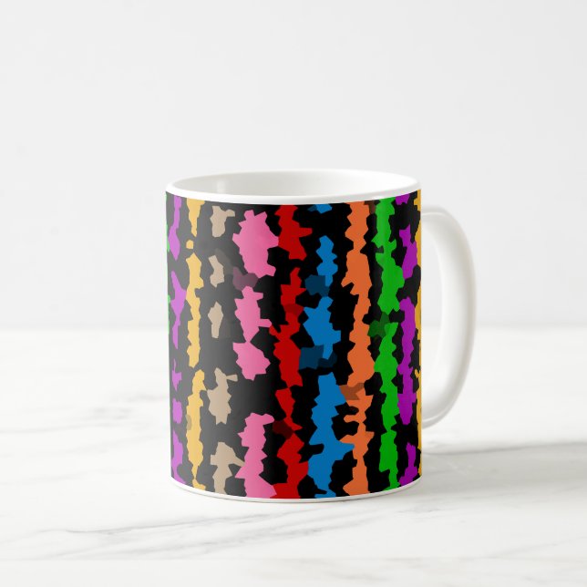 Colourful Irregular Abstract Design Black  Coffee Mug (Front Right)