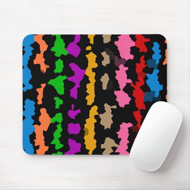 Colourful Irregular Abstract Design Black  Mouse Mat (With Mouse)
