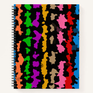 Colourful Irregular Abstract Design Black Notebook